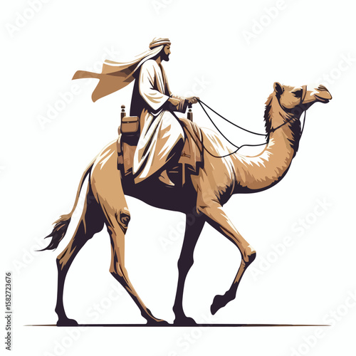 vector image of a person riding a camel