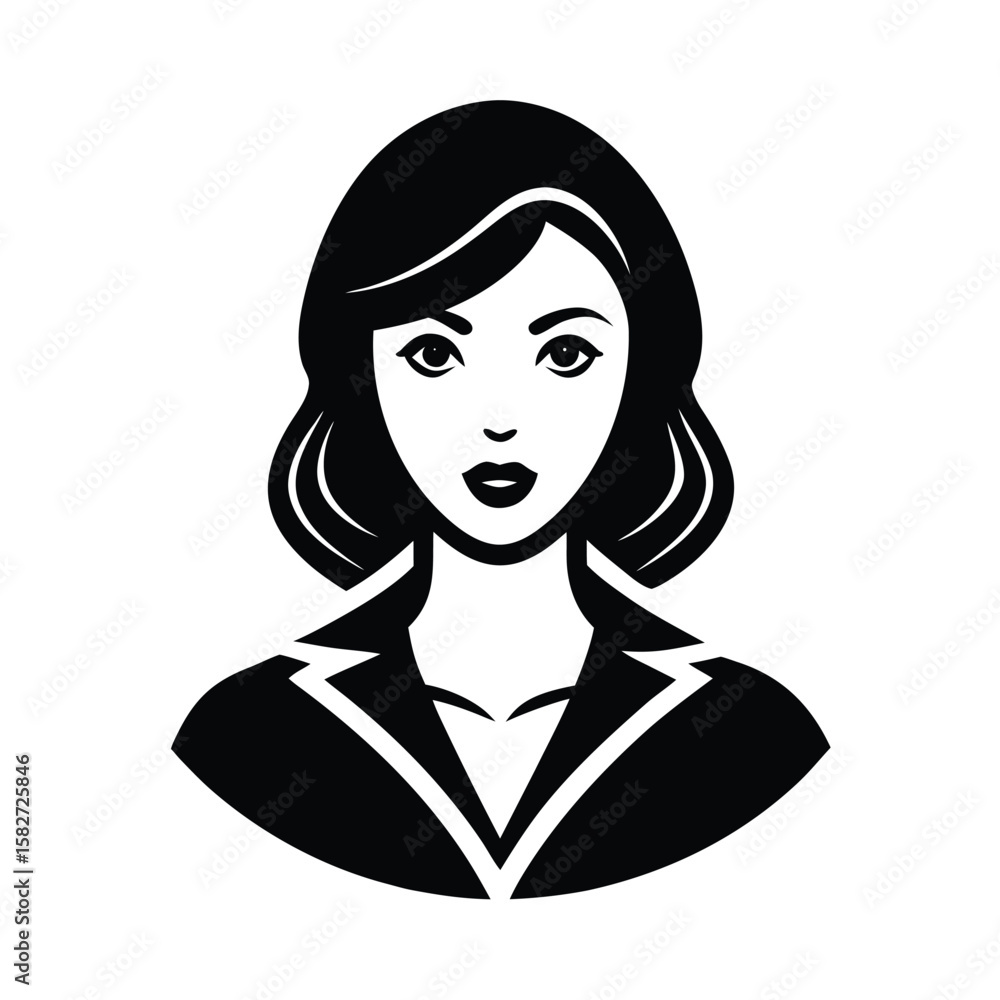 Female avatar icon solid black silhouette Female avatar icon solid black silhouette