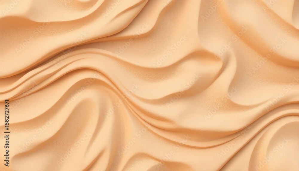 Fototapeta premium Elegant peach silk fabric with flowing waves texture background detail