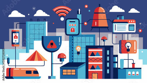 A colorful drawing of a house with a lot of electronic devices and wires. The drawing is meant to represent the idea of a smart home with many interconnected devices