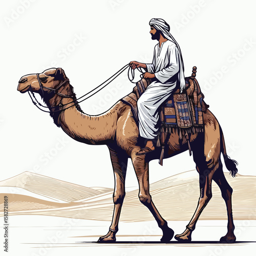 vector image of a person riding a camel