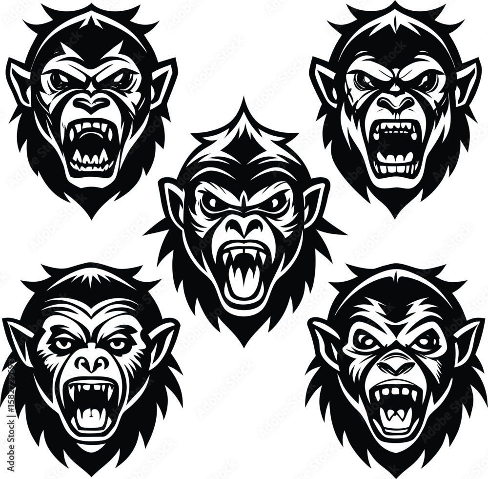 Fototapeta premium Vintage lion king head design with a horror skull symbol, menacing, tribal, aggressive, royal, intense