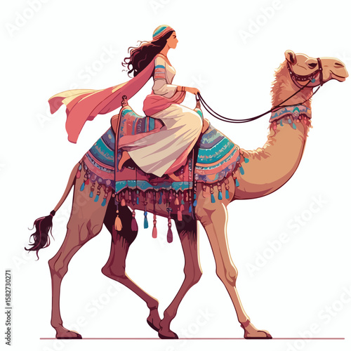 vector image of a person riding a camel
