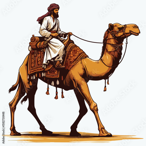 vector image of a person riding a camel