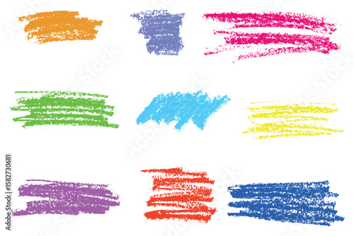 Hand drawn wax crayons brush strokes, paint texture background, highlight shapes, kid drawing doodle scribbles