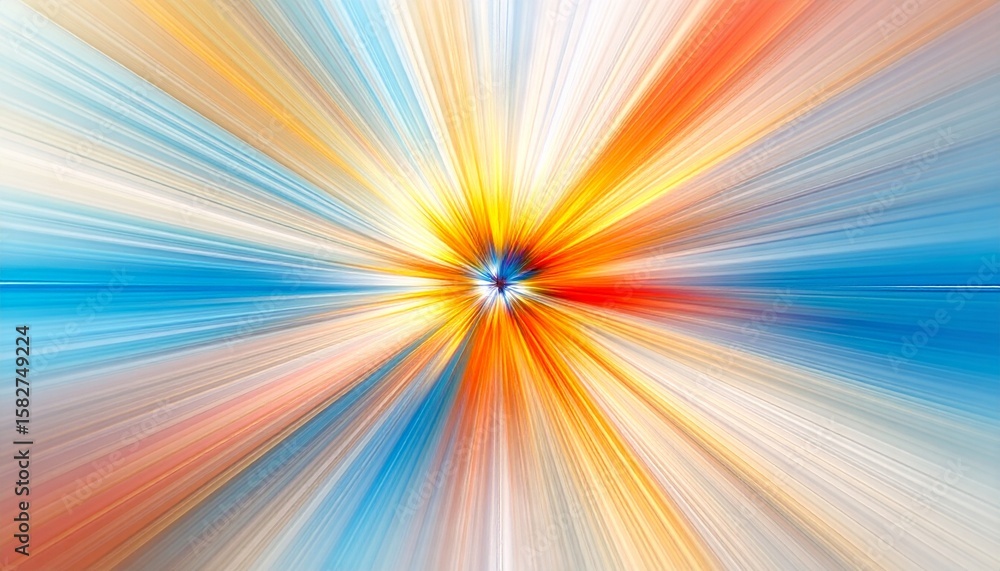 Obraz premium Abstract zoom effect with vibrant colors emanating from a central point, creating a sense of speed and energy.