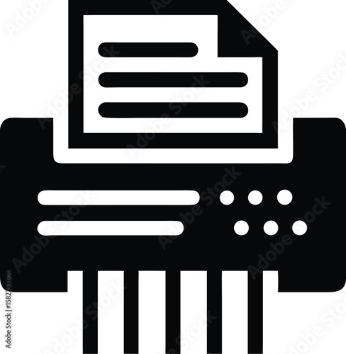Paper shredder icon silhouette black and white