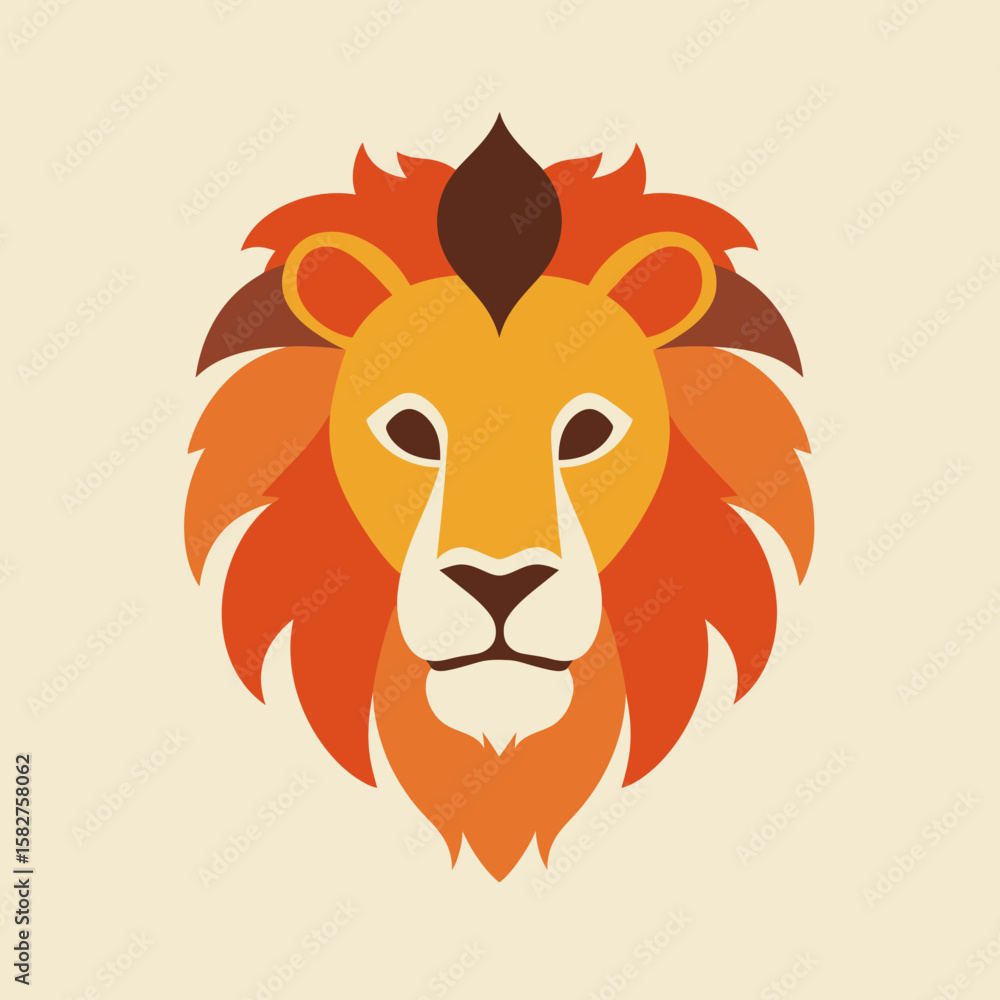 Obraz premium Colorful Flat Design Lion Head Portrait