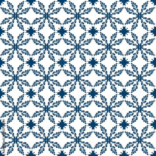 seamless pattern with blue flowers