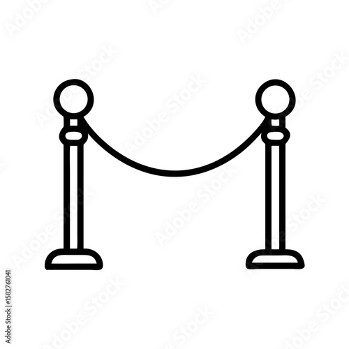 Velvet rope barrier in minimalist design with simple lines  