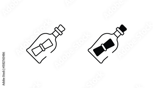 Bottle Letter icon design with white background stock illustration
