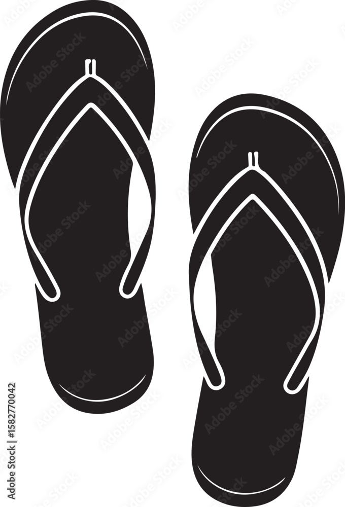Black flip flops pair silhouette footwear summer Black flip flops pair silhouette footwear summer