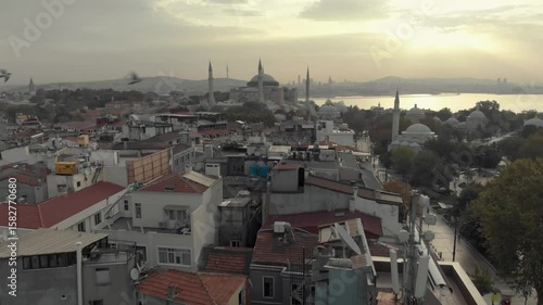 Aerial view of Hagia Sophia Grand Mosque in Istanbul, Turkey