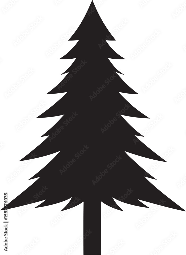 Fototapeta premium Black pine tree silhouette vector icon