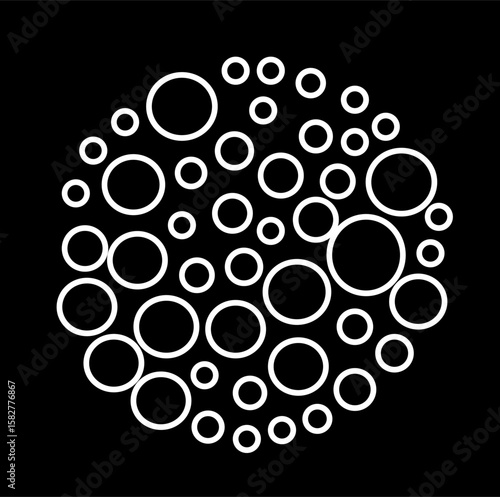Bubble cluster icon with flat style. Isolated vector bubble cluster icon illustrations, simple style. Modern Line Art Circle Design