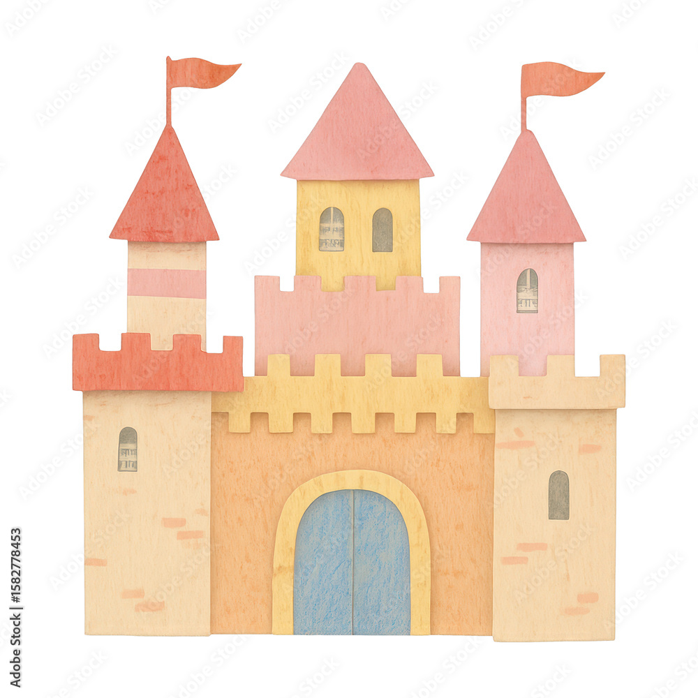 Fototapeta premium PNG Whimsical wooden castle illustration