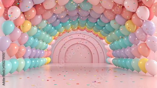 Pastel balloon arch backdrop for birthday party baby shower or wedding decor