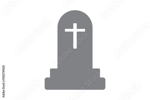Gravestone, headstone and tombstone icons, tomb stone vector silhouettes.