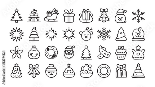 Christmas icons festive holiday symbols celebration