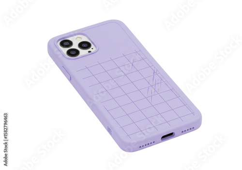 Isolated Lavender iPhone Case with Grid Pattern
