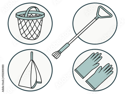 Collection of tools for cleaning and maintenance tasks