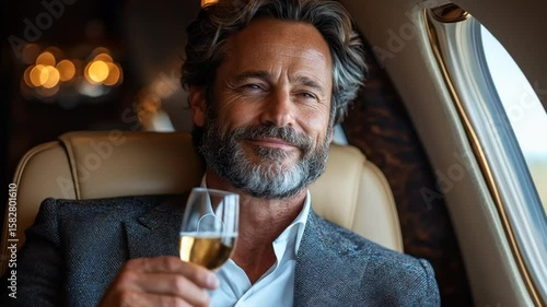 Luxurious Jet Set Traveler Enjoying a Drink