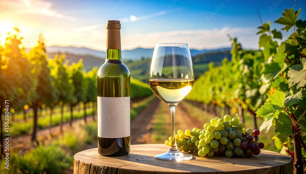 Fototapeta premium bottle of wine and grapes