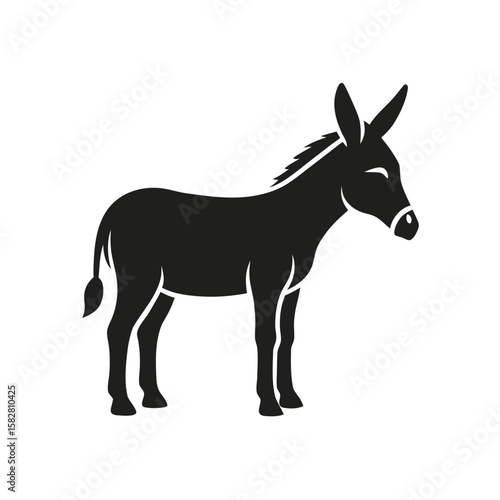 Black donkey silhouette standing profile view simple vector icon