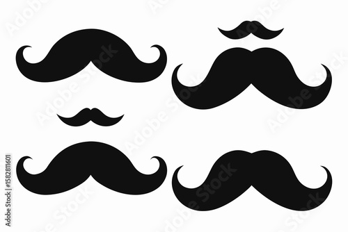 Vector art of a collection of four black mustaches isolated on a white background