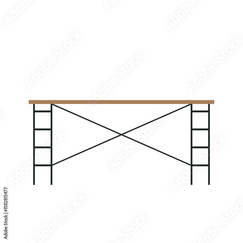 Scaffolding. Vector flat design aluminum prefabricated scaffolding isolated illustration white background.