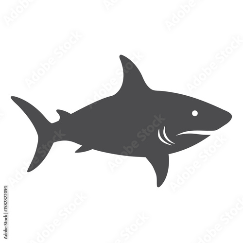 Dark grey shark silhouette simple vector icon