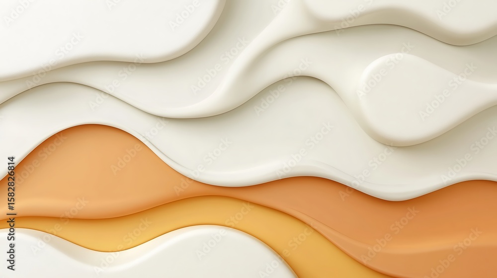 Obraz premium Abstract layered shapes in soft cream and peach tones
