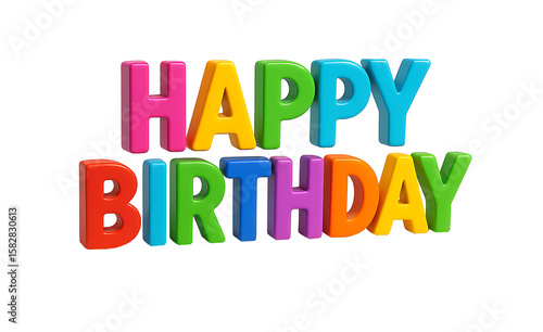 happy birthday 3d text  on transparent background 