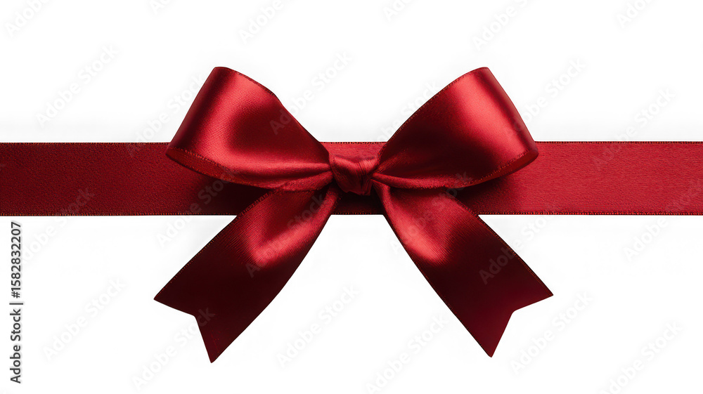 Fototapeta premium Red satin ribbon and bow isolated on transparent background