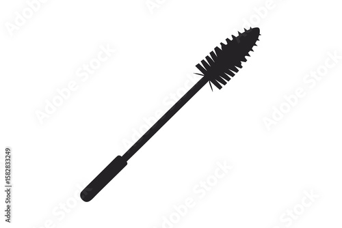 Vector art of a black mascara wand brush isolated on a white background