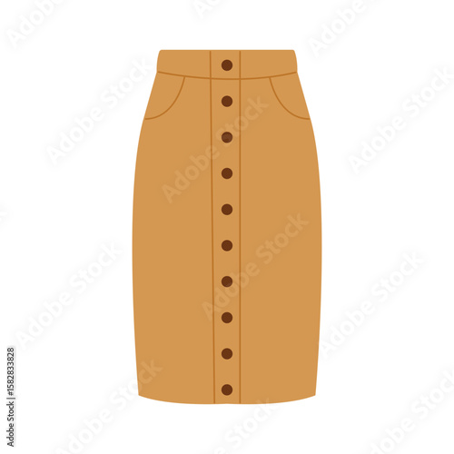 Long women's skirt. Hand-drawn illustration. Flat vector illustration isolated on a white background.