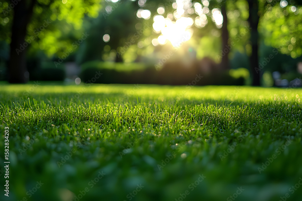 Naklejka premium Blurred park grassland sunlight