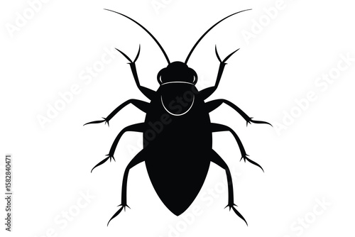 Vector art of black silhouette of a cockroach isolated on white background