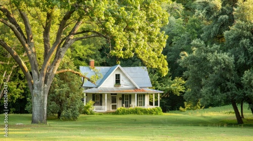 Simple cottage house in a rural area with trees around stock photo --ar 16:9 --raw --v 6 Job ID: 924dfa69-bb71-4c44-ac8e-4c1e9e56fa7b