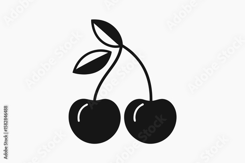 Wallpaper Mural Vector art of a pair of black cherries with leaves isolated on white background Torontodigital.ca