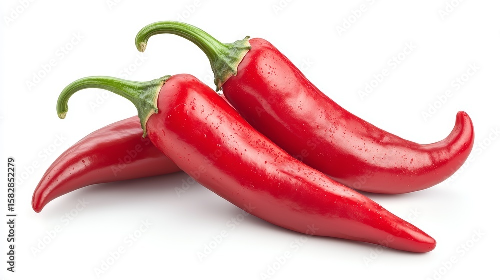 Vibrant Fresh Red Chili Peppers Exhibiting Glossy Texture Arranged in Overlapping Pattern Vibrant Fresh Red Chili Peppers Exhibiting Glossy Texture Arranged in Overlapping Pattern