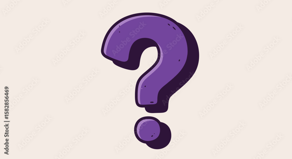 Naklejka premium A purple question mark with a dark shadow on a light background