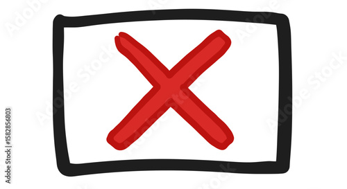 A red cross inside a black outlined box