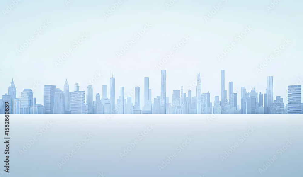 Fototapeta premium Modern City Skyline in Soft Pastel Light
