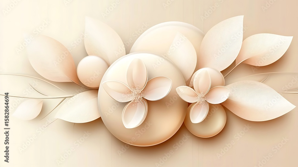 Fototapeta premium Delicate floral arrangement in pastel beige