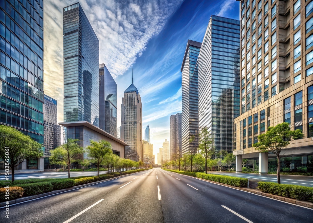 Fototapeta premium Modern City Street at Eye Level