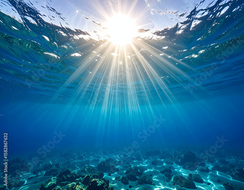underwater scene with sun rays