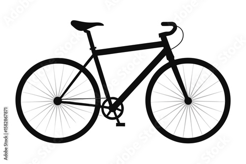 Vector art of a black bicycle with spoked wheels isolated on a white background
