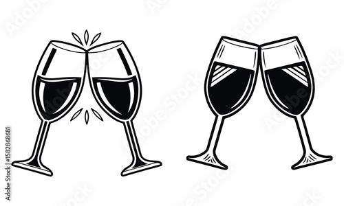 Thanksgiving dinner silhouette clinking wine glasses