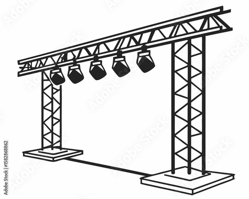 Stage lighting truss system vector illustration on white background